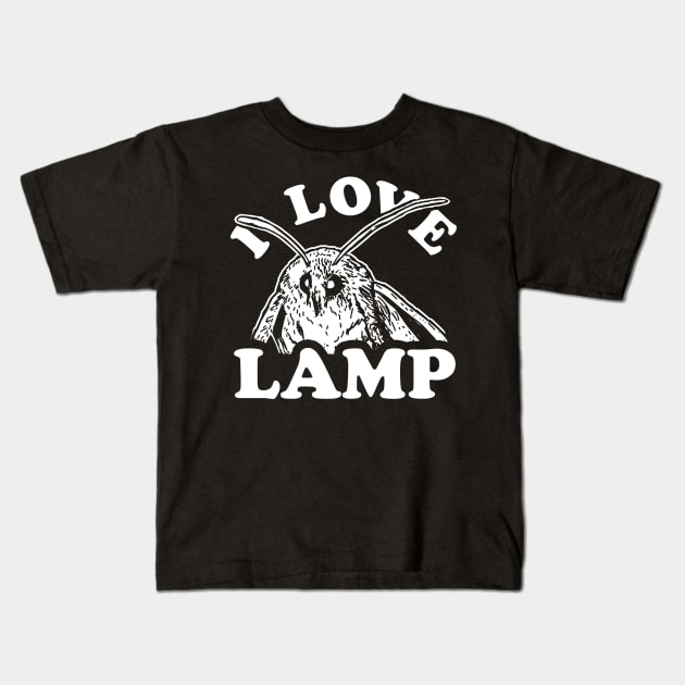 I Love Lamp Moth Kids T-Shirt by dumbshirts